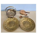 COPPER WALL HANGERS SILVER PLATE DISH