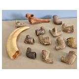 EARLY CLAY SMOKING PIPE PARTS