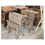 TWO SECTIONS OF OLD SCHOOL DESK