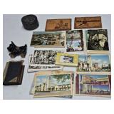 GREAT LAKES USN SCOTTY DOG, LEATHER POSTCARDS