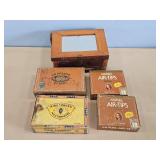 CIGAR BOXES EMPTY, WOODEN BOX W/BROKEN HINDGE