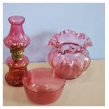RUBY RED VASE OIL LAMP