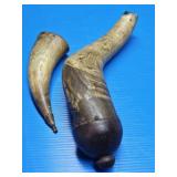 2 Antique Powder Horns