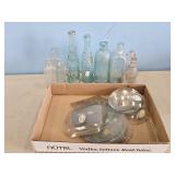 MEDICINE BOTTLES, GLASSES LENS