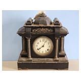 OLD IRON CASE MANTLE CLOCK
