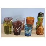 CARNIVAL GLASS VASE  & TUMBLER