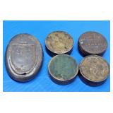 4-SMALL TIN TYPE CONTAINERS 1-MARKED LONDON &