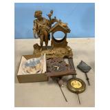 EARLY MANTLE CLOCK & BAROMETER