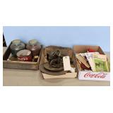 MISC. JARS & TIN, RECORD PLAYER WORKS, & PAPER