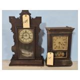 TWO EARLY KEY WIND SHELF CLOCKS