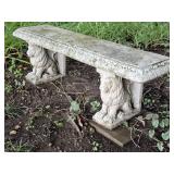 GARDEN BENCH WITH LION HEADS ON EACH END