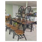 MODERN PAINTED FARM TABLE & 6 CHAIRS