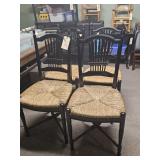 4-WOODEN CHAIRS W/FEATHER ARROW BACK &