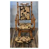 EARLY YOUTHS WOOD ROCKER & C-I FOOT STOOL