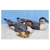 3-WOODEN HAND PAINTED MADE DUCKS