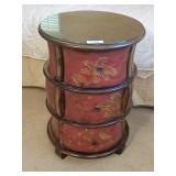 3-DRAWER ROUND GLASS TOP STAND