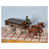 CAST IRON HORSE DRAWN PEDDLER FRUT & VEGETABLE