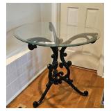 CAST ALUM  BASE TABLE W/GLASS TOP