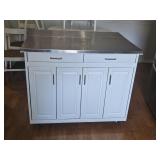 STAINLESS STEEL SERVER W/DRAWERS & DROP LEAF