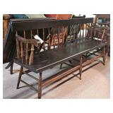 DEACONS WOOD BENCH-NOTE ARM ON 1 SIDE IS LOOSE