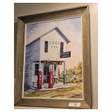 FRAMED OIL ON CANVAS OF EARLY IGA STORE