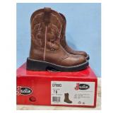 Justin GY9903 Western Boots - Size 7B, Brown Leath