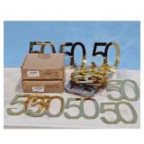 SEVERAL BOXES OF Mirror Gold 50 Table Topper Deco