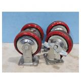 Caster Wheels - Heavy Duty, Red, Swivel, 4-Pack