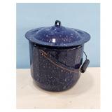Blue Enamelware Bucket Pail with Lid
