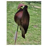 Metal Hawk Garden Stake Sculpture