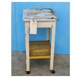 Vintage Metal Medical Rolling Cart Table w/ Drawer