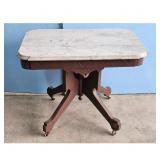 Antique Marble Top Table with Brown Painted Base