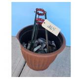 Metal Pipe Hangers Lot in Brown Planter