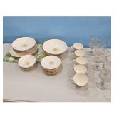 Dinnerware Set with Cups and Glasses