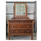 Antique Wooden Dresser with Mirror