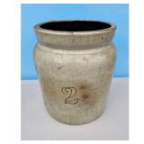 Antique Stoneware Crock Jar with Number 2