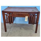 Antique Oak Writing Desk with Lift Top Drawer