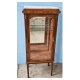 Antique Curio Lighted Display Cabinet w/Marble Top