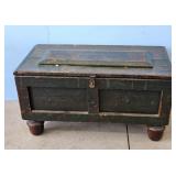 Antique Painted Wood Storage Chest Trunk with Inte