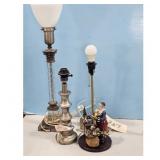 Assorted Table Lamps & Santa Figurine Lot