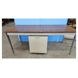 Vintage Metal Frame Desk with Rolling Cabinet