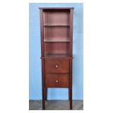 Wood Display Cabinet with Glass Shelves and Drawer