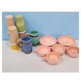 MELON PINK Melamine Dishes Cups Bowls Mugs Lot