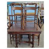 Antique Dining Table with 6 Chairs & 2 CAPTAIN CHA
