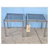 Pair of Chrome and Glass Side Tables