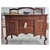 Antique Oak Buffet with Mirror
