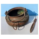 Antique Copper Kettle with Handle and Tool
