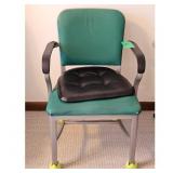 Green Vinyl & Metal Armchair with Cushion