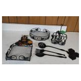 Vintage Black Metal Kitchen Decor Lot