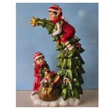 Christmas Elf Figurine with Tree and Gift Bag